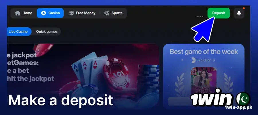 Make a deposit into your 1Win account