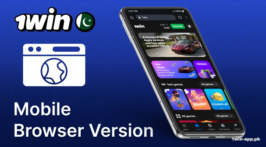 The mobile browser version of the 1win website