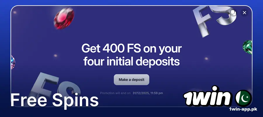 Get 400 free spins on the 1Win website