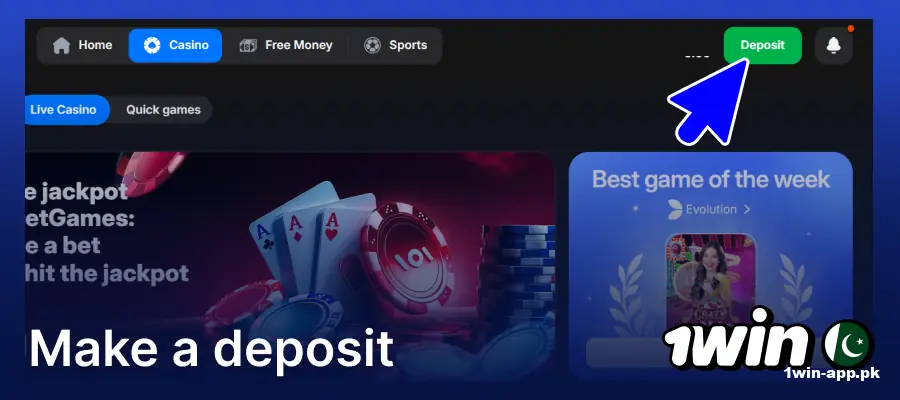 Make a deposit into your 1Win account